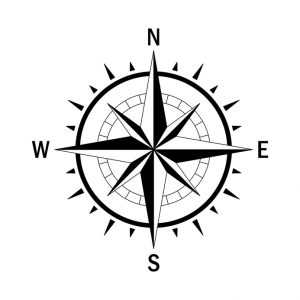 Vector compass. Vector geo mark Wind Rose. Isolated vector compass. Rose Wind in lineal style. Image of Compass for Columbus Day. Vector marine wind rose for travel, navigation design.